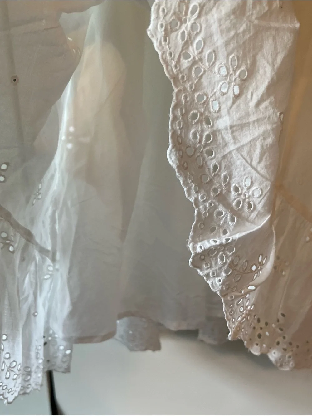 Madewell White Eyelet Flutter Sleeve Midi Dress Hankerchief Hem EUC 12 #2727